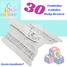 30 Cabides Branco INFANTIL enxoval!! Kit 30 Unidades Para O Bebê