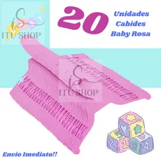 20 Cabides Rosa Infantil Enxoval! Kit 20 Cabides Baby Guarda Roupa Bebê