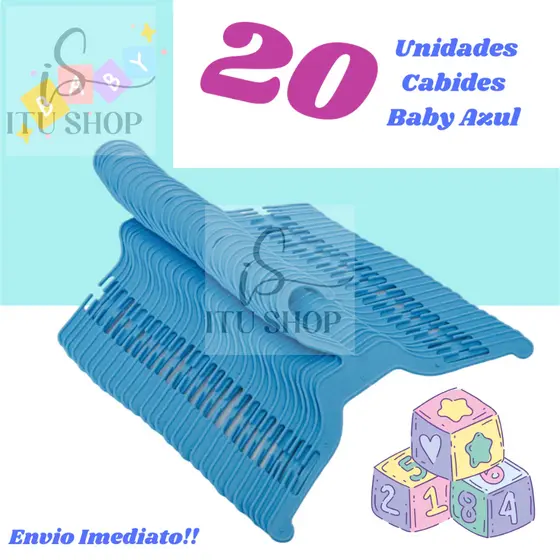 20 Cabides Azul Infantil Enxoval! Kit 20 Cabides Baby Guarda Roupa Bebê
