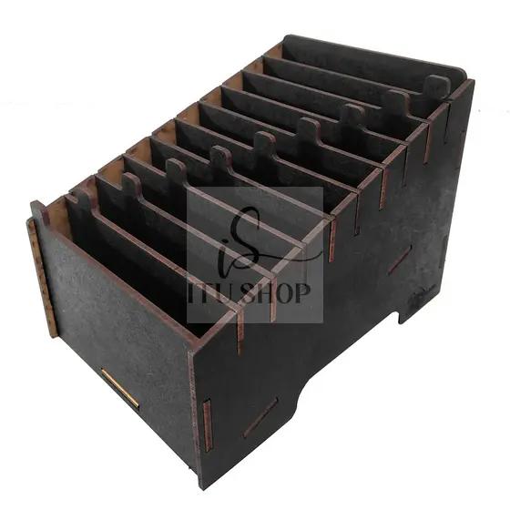 Organizador para Celular De Mesa Para Assistência Técnica 10 Baias Mdf Preto