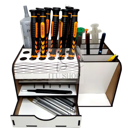 Organizador De Bancada Compacto Para assistências técnicas e Oficinas De Celular Em MDF