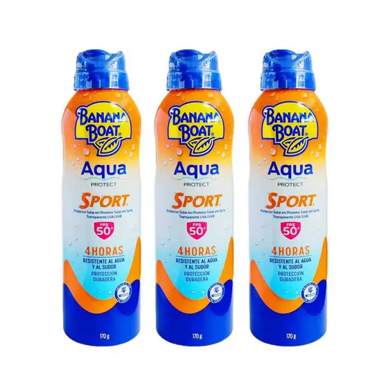 Kit 3 Protetor Solar Banana Boat Aqua Aero Sport Fps 50+ 170g
