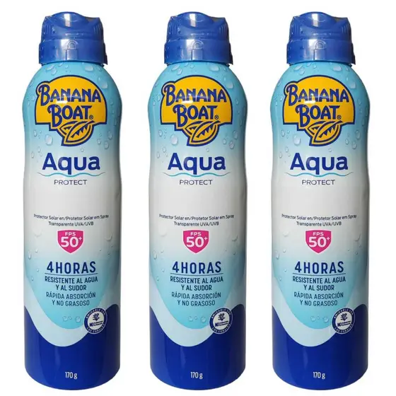 3 Protetor Solar Banana Boat Aqua Aero Protect Fps 50+ 170g