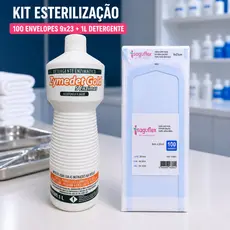 Kit Envelope esterilização alicate cutícula manicure autoclave 9 x 23cm + Detergente Enzimático