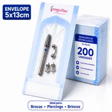 Envelope Grau Cirúrgico Para Autoclave 5x13cm Kit Com 200 Un Esterilização Profissional Piercing Tattoo