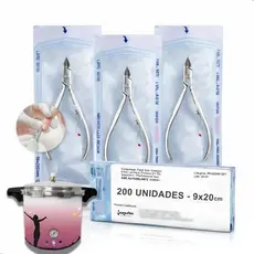 Envelope esterilização autoclave 9x20cm c/200un  manicure alicate cutícula  Vollare Hospflex