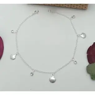 Pulseira concha com ponto de luz em aço inox, 18 cm