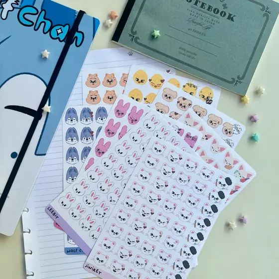 Kit Cartela de Adesivos para Planner Skzoo Kawaii Completo