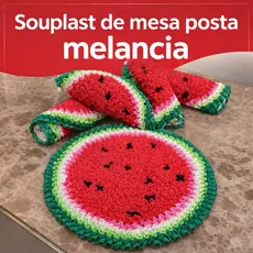 Souplast jogo americano com  1/2/6/4 Peças Jogo Americano Melancia Redondo souplast Cozinha Jantar