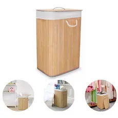 Cesto Em Bambu Com Tampa Retangular Organizador Decorativo