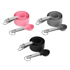 Jogo Colher e Xicara Medidora Culinário 8 Peças Kit Cozinha