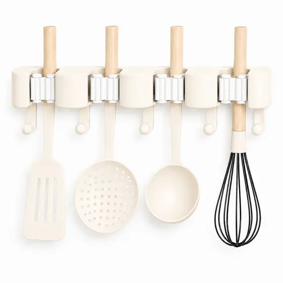Suporte Multiuso para Vassoura Rodo Organizador 9 Em 1 Cozinha Parede Ganchos e Prendedores Utensílios Domésticos