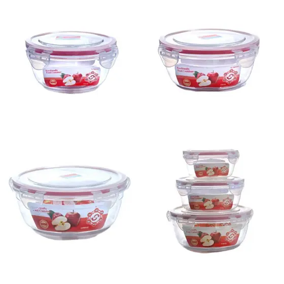 Conjunto de 3 Potes Transparente Herméticos com Tampa