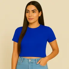 Cropped Básico Ribana – Qualidade Premium Azul Royal