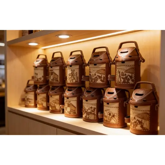 Garrafa Térmica de Couro 5,0LT 4,0LT 2,5LT + Copo de Revestido em Couro - Ideal Para Chimarrão ou Tereré
