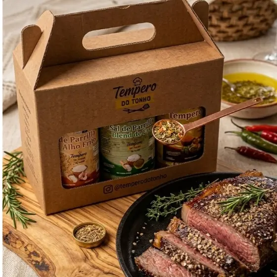 Kit Tempero do Tonho 3 Sabores 400g Cada - Sal de Parrilha com Alho Blend de Ervas e Tempero Completo