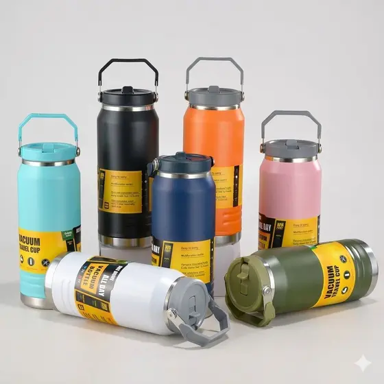 Garrafa Térmica 2,5 Litros com Alça + Canudo - Ideal para Uso Diário e Academia