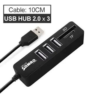Hub Micro Usb 2.0 Portas Usb Multi Combo Sd / Tf Leitor De Cartão Hub Splitter Usb Preto