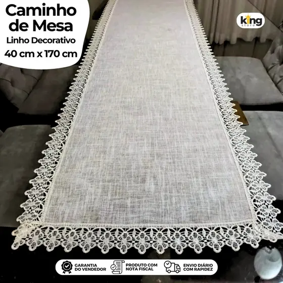 Caminho de Mesa Decorativo Luxo de Linho Para Sua Mesa Tamanho 40 Cm x 170 Cm Qualidade Premium Envio Rápido