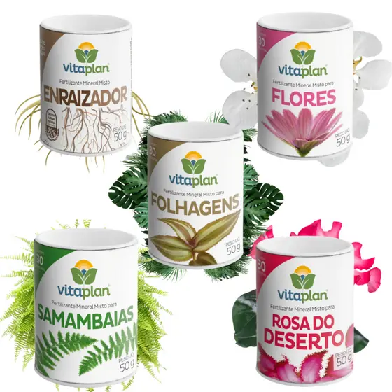 Fertilizante Pastilhas Para Flores, Folhagens, Enraizador, Samambaia e Rosa do Deserto Vitaplan