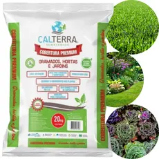 Terra Adubada Com Cobertura Premium 20kg Para Gramados Hortas e Jardins Calterra