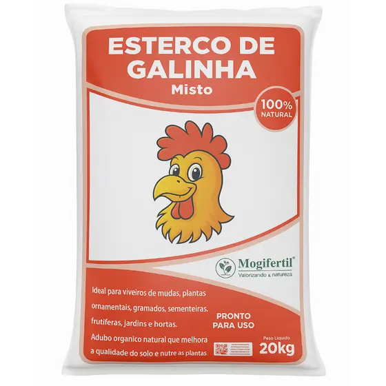 Esterco De Galinha frango Adubo Orgânico Horta Planta Jardim Casa Embalagem 5 ou 20 kg Mogifertil