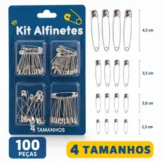100 Alfinete De Segurança Costura Em 4 Tamanhos Fralda 100 Peças Protetor Roupa Metal Costureira Artesanato