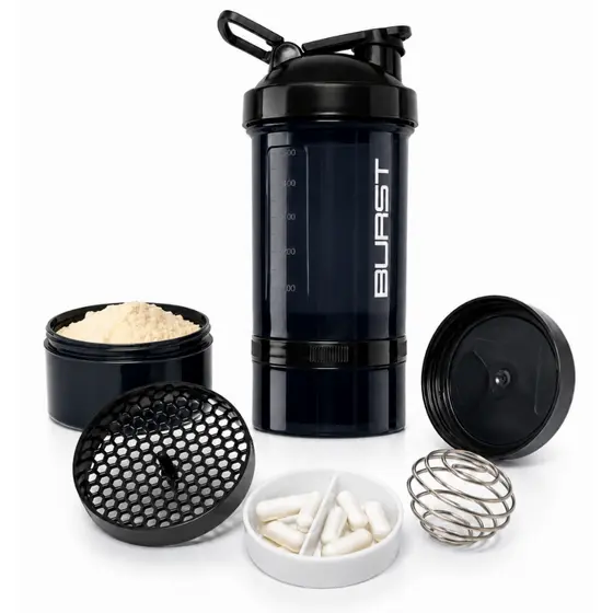 Coqueteleira Shaker Academia Compartimento 600ml Suplementos Hermético Whey Cápsulas Comprimidos Fit Shakeira BPA Free