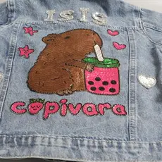 Capivara Jaqueta Jeans tema Personalizada infantil com nome