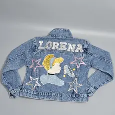 Jaqueta Jeans Personalizada tema princesa cinderela Disney com nome