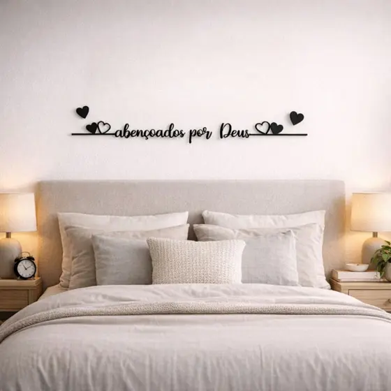 Frase Abençoados por Deus  Decorativo de Parede  Religioso MDF Decoração Cabeceira e Sala
