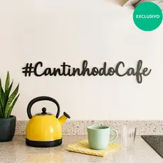 Aplique de Parede #Cantinho do Café Minimalista Lettering MDF Preto Decorativo Escultura Cozinha