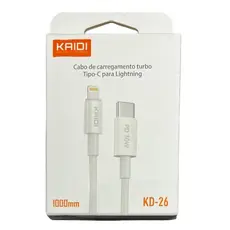 Cabo Carregamento Turbo 30W Tipo C para Lightning iPhone 1m KAIDI KD-26