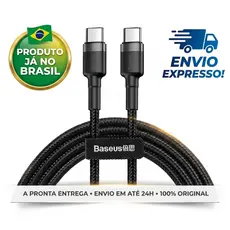 Cabo Baseus Turbo Tipo- C Duplo Cafule 60w Qc 3.0 1m Cor Preto Cabo Baseus Turbo Tipo- C Duplo Cafule 60w Qc 3.0 1M