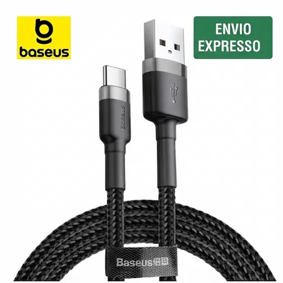 Cabo USB Para Tipo C Baseus 3.A QC3.0 Nylon Carregamento Rápido REFORCADO