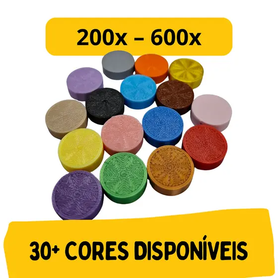 Kit de Botões 15 mm para Jogo de Tabuleiro - Cilindros para Board Game - 200 a 600 Unidades