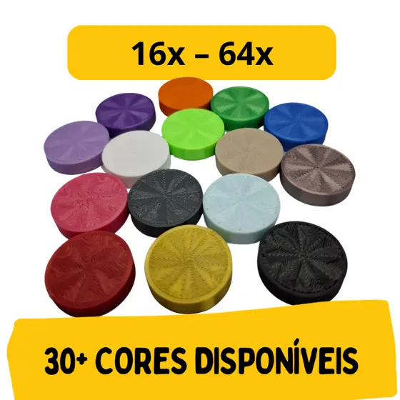 Kit de Botões 20 mm para Jogo de Tabuleiro - Cilindros para Board Game - 16 a 64 Unidades