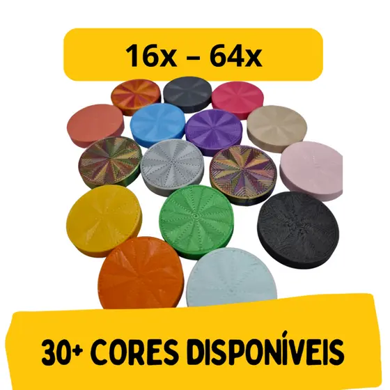 Kit de Botões 25 mm para Jogo de Tabuleiro - Cilindros para Board Game - 16 a 64 Unidades