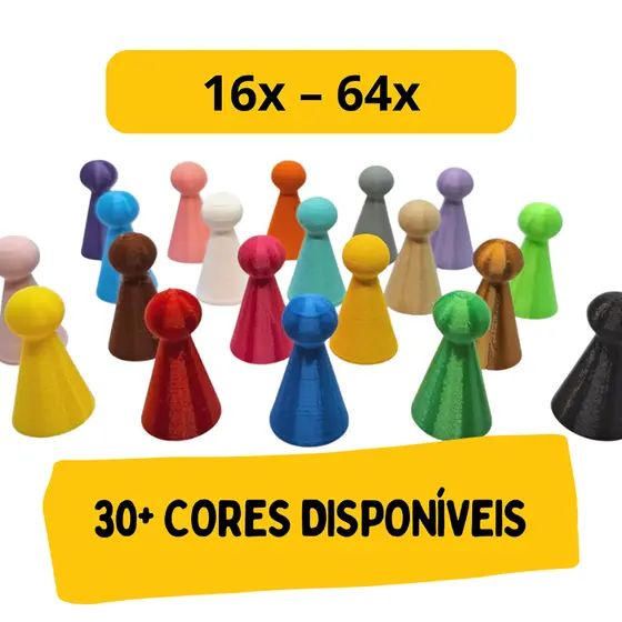 Kit de Peões para Jogo de Tabuleiro - Board Game - 16 a 64 Unidades