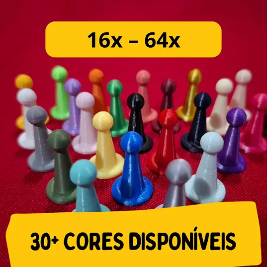 Kit Peões estilo LUDO para Jogo de Tabuleiro - Board Game - 16 a 64 Unidades