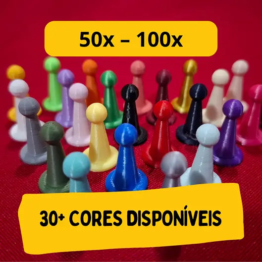 Kit Peões estilo LUDO para Jogo de Tabuleiro - Board Game - 50 a 100 Unidades