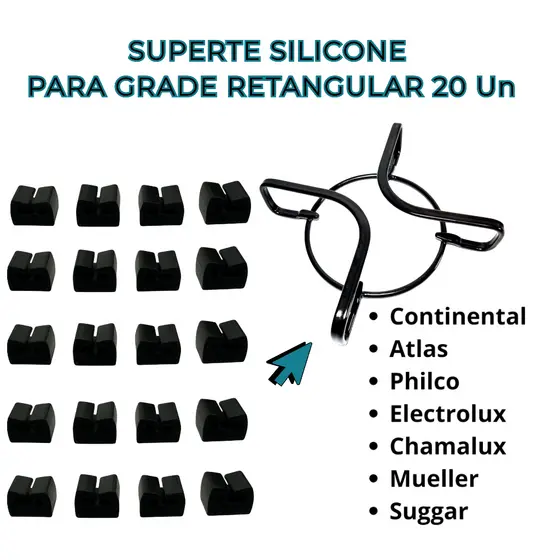 20 Suporte Silicone Eletrolux Continental Atlas Philco Muller Suggar Compatível Grade Retangular