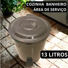Lixeira 13 Litros Pedal Tampa Plástica Resistente Cozinha Banheiro Escritório Área d serviço Quintal