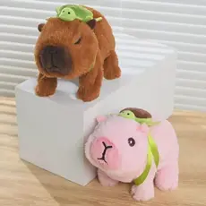 Brinquedo de Pelúcia Capivara Rosa - Anda, Faz Barulho e Luz