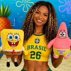 Kit 2 Pelúcias Bob Esponja e Patrick 25 cm | Super Macias | Presente Infantil | YOUTOP FIT