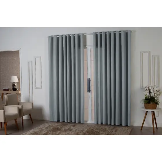 cortina azul para sala e quarto 3m x 2,20 cortina não blecaute