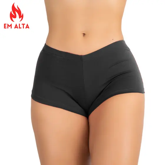 Kit 5 Shorts Calcinhas Lisas MicrofibraCom Forro em Algodão Preto Nude e sortidas