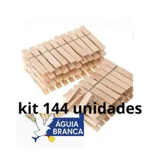 Kit 144 Prendedores de Roupa em Madeira Reforçados para Varal e Lavanderia