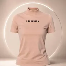 BLUSAS FEMININAS GOLA ALTA RIBANA 100% ALGODÃO T-SHIRT MODERNA ELEGENTE CASUAL TRABALHO ENVIO IMEDIATO