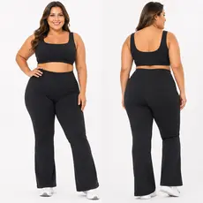 Calça Legging Flare  Plus Size Cintura Alta Boca de Sino Bailarina
